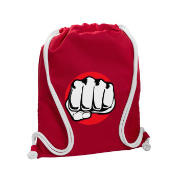 Punch, Τσάντα πλάτης πουγκί GYMBAG Κόκκινη, με τσέπη (40x48cm) & χονδρά κορδόνια