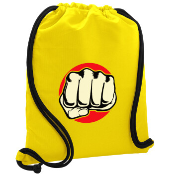 Punch, Backpack pouch GYMBAG Yellow, with pocket (40x48cm) & thick cords