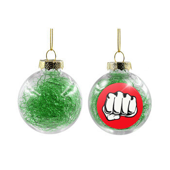 Punch, Transparent Christmas tree ball ornament with green filling 8cm