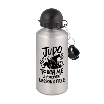 Judo Touch Me And Your First Lesson Is Free, Μεταλλικό παγούρι νερού, Ασημένιο, αλουμινίου 500ml