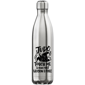 Judo Touch Me And Your First Lesson Is Free, Inox (Stainless steel) hot metal mug, double wall, 750ml