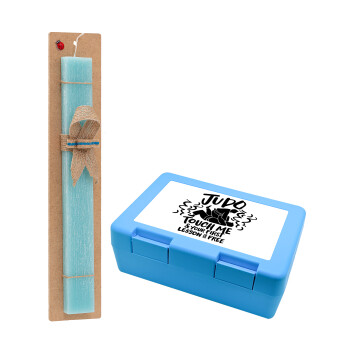 Judo Touch Me And Your First Lesson Is Free, Easter Set, children's snack container BLUE & Easter aromatic flat candle (30cm) (TURQUOISE)