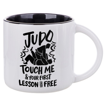 Judo Touch Me And Your First Lesson Is Free, Κούπα κεραμική 400ml Λευκή/Μαύρη