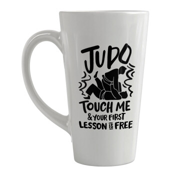 Judo Touch Me And Your First Lesson Is Free, Κούπα κωνική Latte Μεγάλη, κεραμική, 450ml