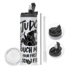 Travel Tumbler 2 Lids, with metal straw & cleaning brush (Stainless steel 304 Food grade, BPA free, 600ml)