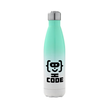 Code Heroes symbol, Metal mug thermos Green/White (Stainless steel), double wall, 500ml