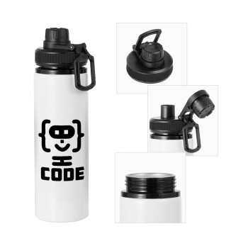 Code Heroes symbol, Metal water bottle with safety cap, aluminum 850ml
