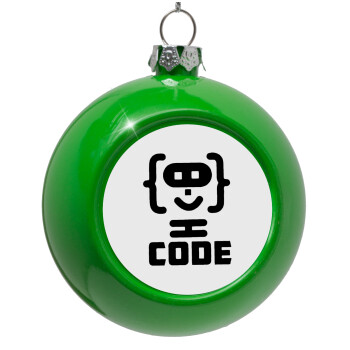 Code Heroes symbol, Green Christmas tree ornament bauble 8cm