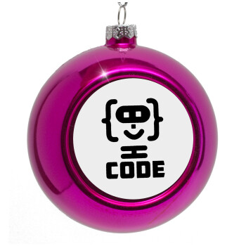 Code Heroes symbol, Purple Christmas tree ornament bauble 8cm