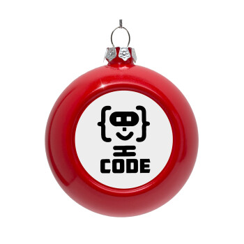 Code Heroes symbol, Red Christmas tree ornament bauble 8cm