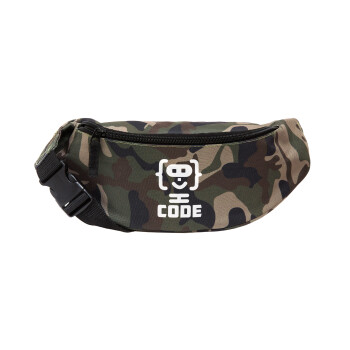 Code Heroes symbol, Unisex waist bag (banana) in Jungle camouflage color with 2 pockets