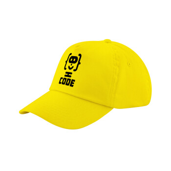 Code Heroes symbol, Child's Baseball Cap, 100% Cotton Twill, Yellow (COTTON, CHILD, UNISEX, ONE SIZE)