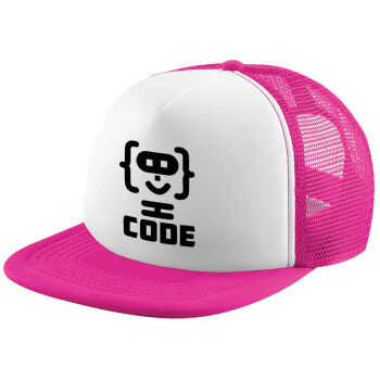 Code Heroes symbol, Child's Soft Trucker Hat with Pink/White Mesh (POLYESTER, CHILD, ONE SIZE)