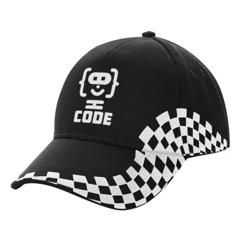 Code Heroes symbol, Adult Ultimate BLACK RACING Cap, (100% COTTON DRILL, ADULT, UNISEX, ONE SIZE)