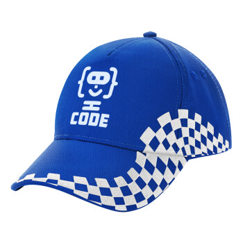 Code Heroes symbol, Adult Ultimate BLUE RACING Cap, (100% COTTON DRILL, ADULT, UNISEX, ONE SIZE)