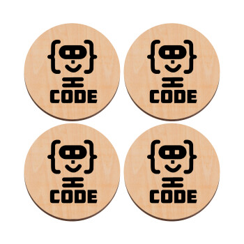 Code Heroes symbol, ΣΕΤ x4 Σουβέρ ξύλινα στρογγυλά plywood (9cm)
