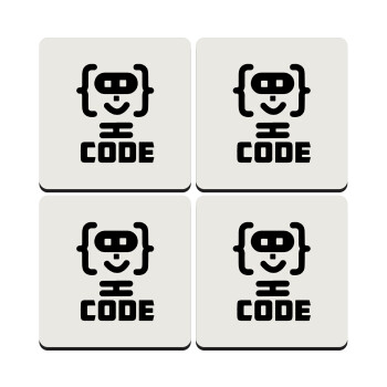 Code Heroes symbol, ΣΕΤ 4 Σουβέρ ξύλινα τετράγωνα (9cm)