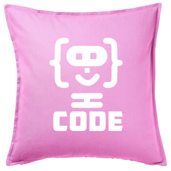 Code Heroes symbol, Sofa cushion Pink 50x50cm includes filling
