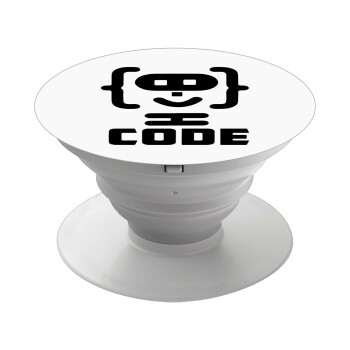 Code Heroes symbol, Phone Holders Stand  White Hand-held Mobile Phone Holder