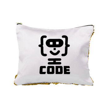 Code Heroes symbol, Sequin Gold Pouch Cosmetic Bag