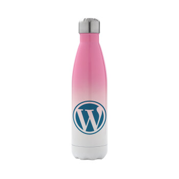 Wordpress, Metal mug thermos Pink/White (Stainless steel), double wall, 500ml