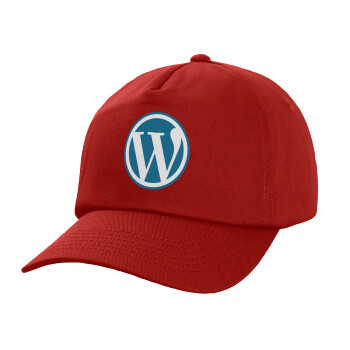 Wordpress, Καπέλο παιδικό Baseball, 100% Βαμβακερό Twill, Κόκκινο (ΒΑΜΒΑΚΕΡΟ, ΠΑΙΔΙΚΟ, UNISEX, ONE SIZE)