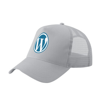 Wordpress, Adult Structured Trucker Hat, with Mesh, GRAY (100% COTTON, ADULT, UNISEX, ONE SIZE)