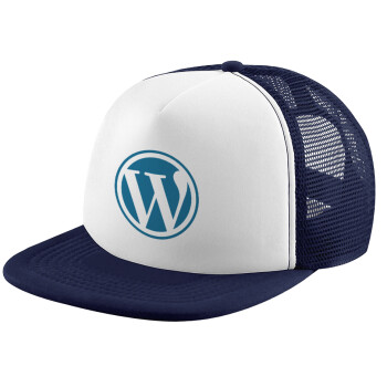 Wordpress, Adult Soft Trucker Hat with Dark Blue/White Mesh (POLYESTER, ADULT, UNISEX, ONE SIZE)