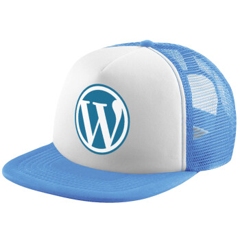 Wordpress, Καπέλο παιδικό Soft Trucker με Δίχτυ ΓΑΛΑΖΙΟ/ΛΕΥΚΟ (POLYESTER, ΠΑΙΔΙΚΟ, ONE SIZE)