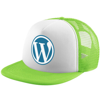 Wordpress, Καπέλο παιδικό Soft Trucker με Δίχτυ ΠΡΑΣΙΝΟ/ΛΕΥΚΟ (POLYESTER, ΠΑΙΔΙΚΟ, ONE SIZE)