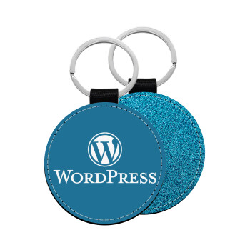 Wordpress, Μπρελόκ Δερματίνη, στρογγυλό ΜΠΛΕ (5cm)