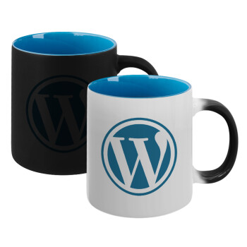 Wordpress, Κούπα Μαγική εσωτερικό μπλε, κεραμική 330ml που αλλάζει χρώμα με το ζεστό ρόφημα