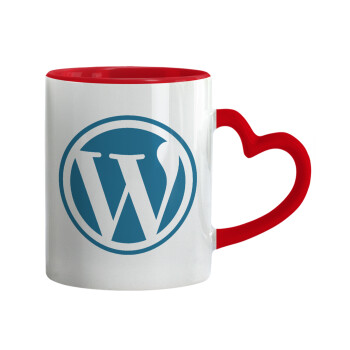 Wordpress, Mug heart red handle, ceramic, 330ml