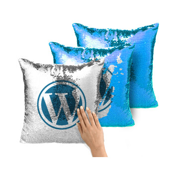Wordpress, Μαξιλάρι καναπέ Μαγικό Μπλε με πούλιες 40x40cm περιέχεται το γέμισμα