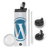 Travel Tumbler 2 Lids, with metal straw & cleaning brush (Stainless steel 304 Food grade, BPA free, 600ml)