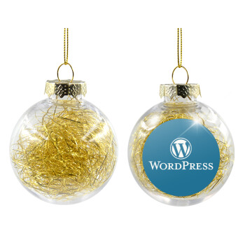 Wordpress, Χριστουγεννιάτικη μπάλα δένδρου διάφανη με χρυσό γέμισμα 8cm