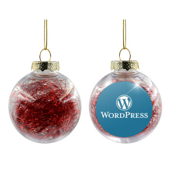 Wordpress, Transparent Christmas tree ball ornament with red filling 8cm