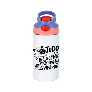Judo using gravity as a weapon, Children's hot water bottle, stainless steel, with safety straw, pink/purple (350ml)