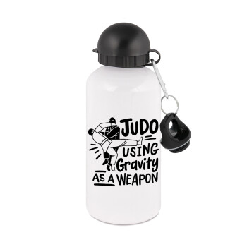 Judo using gravity as a weapon, Metal water bottle, White, aluminum 500ml