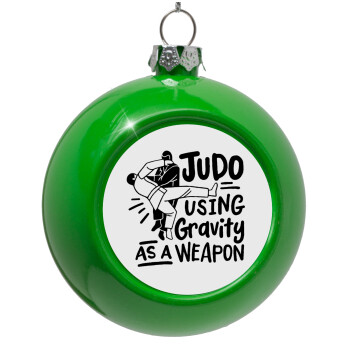 Judo using gravity as a weapon, Green Christmas tree ornament bauble 8cm