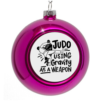 Judo using gravity as a weapon, Purple Christmas tree ornament bauble 8cm