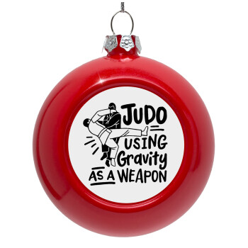 Judo using gravity as a weapon, Red Christmas tree ornament bauble 8cm