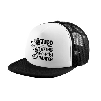Judo using gravity as a weapon, Καπέλο παιδικό Soft Trucker με Δίχτυ ΜΑΥΡΟ/ΛΕΥΚΟ (POLYESTER, ΠΑΙΔΙΚΟ, ONE SIZE)