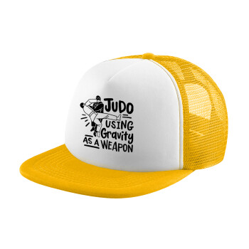 Judo using gravity as a weapon, Καπέλο Ενηλίκων Soft Trucker με Δίχτυ Κίτρινο/White (POLYESTER, ΕΝΗΛΙΚΩΝ, UNISEX, ONE SIZE)