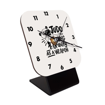 Judo using gravity as a weapon, Quartz Wooden table clock with hands (10cm)