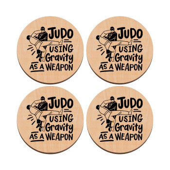 Judo using gravity as a weapon, ΣΕΤ x4 Σουβέρ ξύλινα στρογγυλά plywood (9cm)