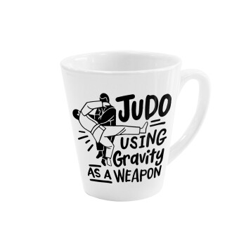 Judo using gravity as a weapon, Κούπα κωνική Latte Λευκή, κεραμική, 300ml