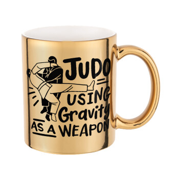 Judo using gravity as a weapon, Mug ceramic, gold mirror, 330ml