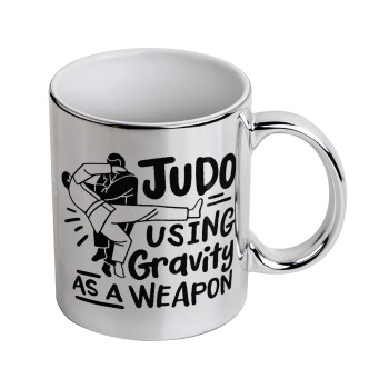 Judo using gravity as a weapon, Mug ceramic, silver mirror, 330ml