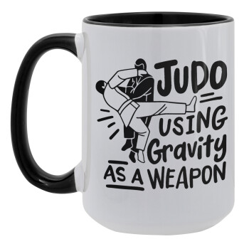 Judo using gravity as a weapon, Κούπα Mega 15oz, κεραμική Μαύρη, 450ml